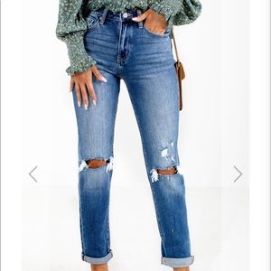 Brand New Mom Jeans with destroyed knees!